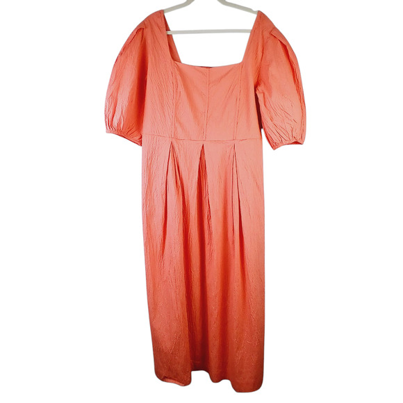 A New Day SZ XXL Women's Short Sleeve Midi Dress Coral Smocked Pleated NWT - Picture 4 of 7